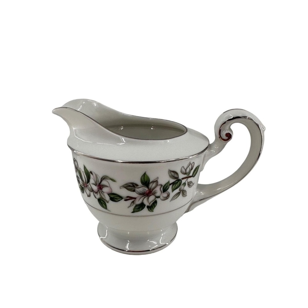 Vtg Sone China Japan Floral‎ Creamer Pitcher Silver Trim Pamela platinum Dogwood